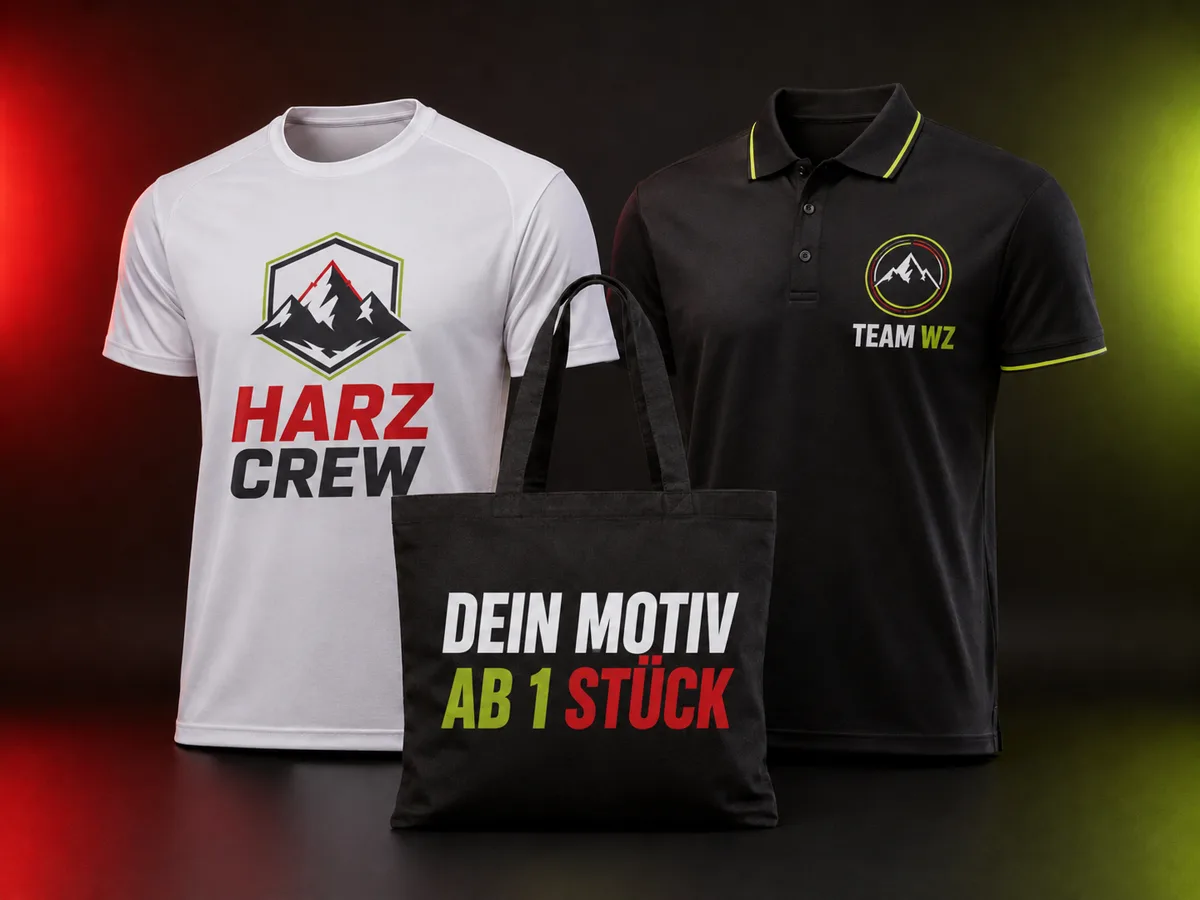 Bedruckte Vereinskleidung, Poloshirt und Tasche